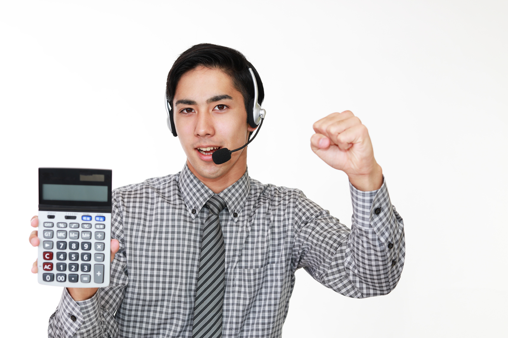 Smiling telephone operator